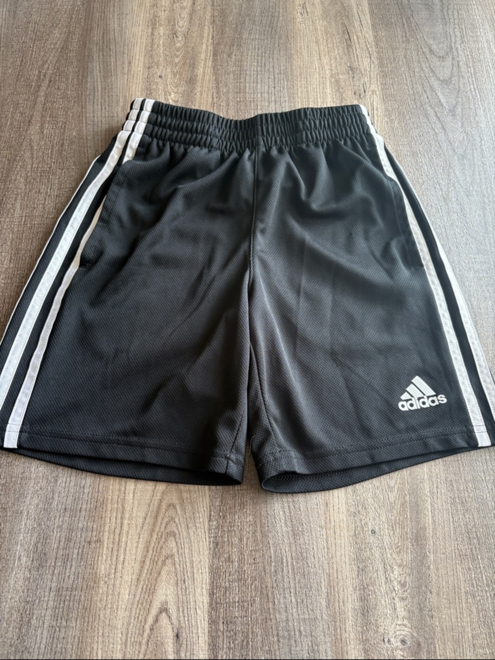 adidas Black Shorts with White Three-Stripes